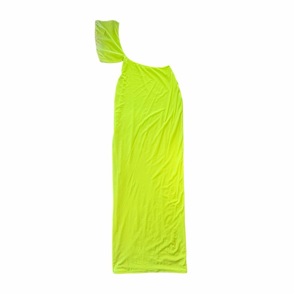 Skims NEW Neon Green Highlighter Fits Everybody One Shoulder Bright Midi Dress